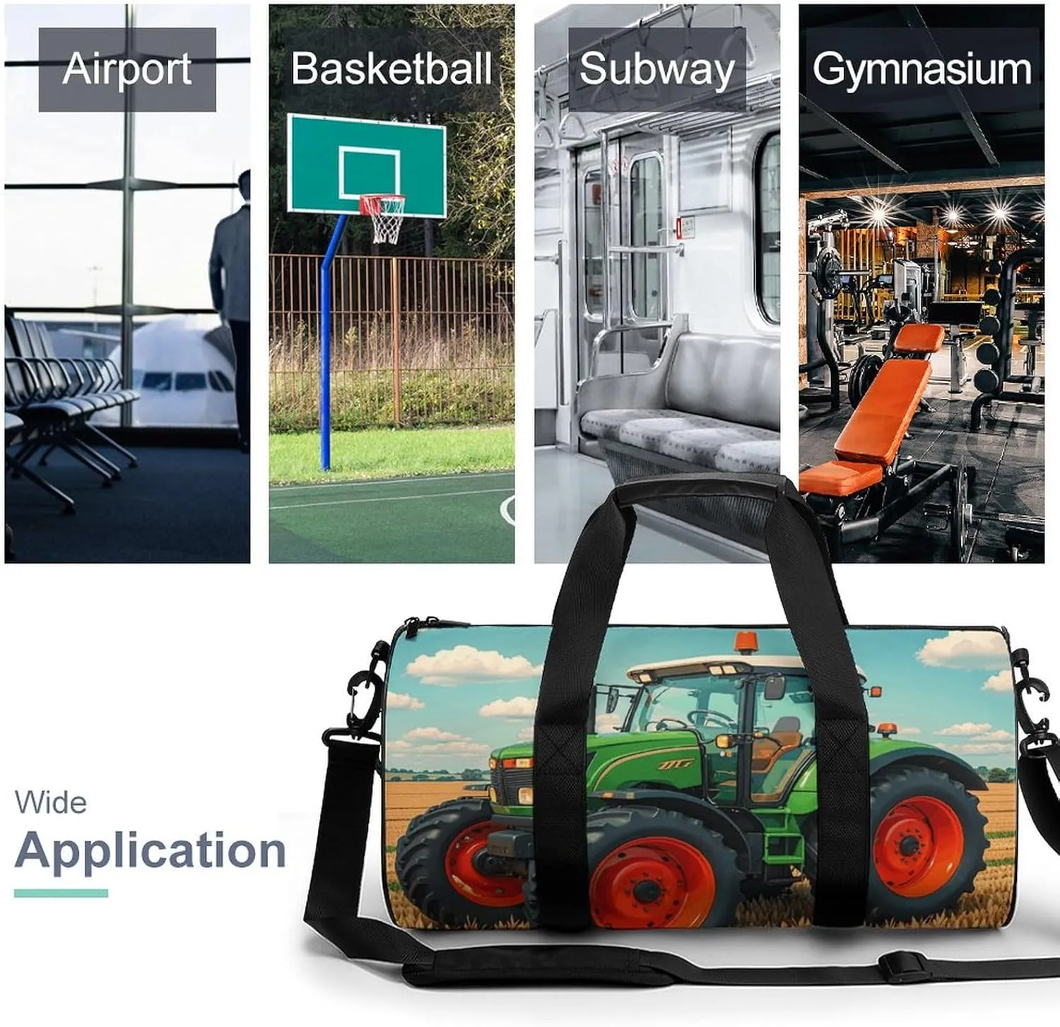 Fantasy Farm Tractor Gym Bag Small Travel Duffle Bag with Compartment Carry On Weekender Bag for Women Men