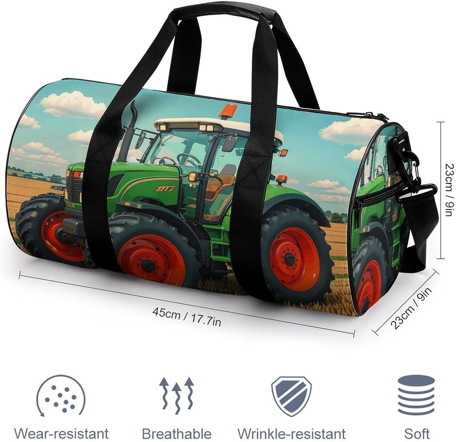Fantasy Farm Tractor Gym Bag Small Travel Duffle Bag with Compartment Carry On Weekender Bag for Women Men