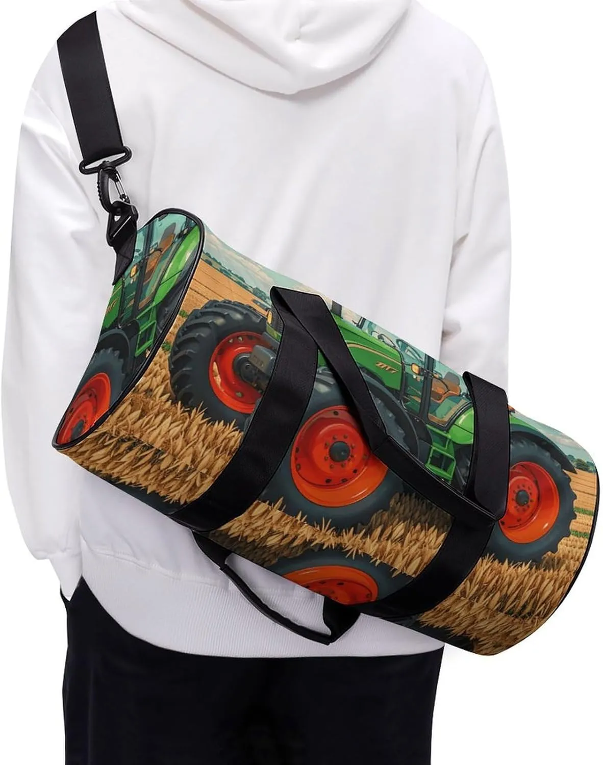 Fantasy Farm Tractor Gym Bag Small Travel Duffle Bag with Compartment Carry On Weekender Bag for Women Men