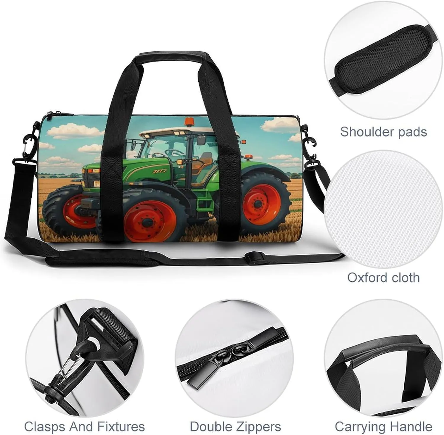 Fantasy Farm Tractor Gym Bag Small Travel Duffle Bag with Compartment Carry On Weekender Bag for Women Men
