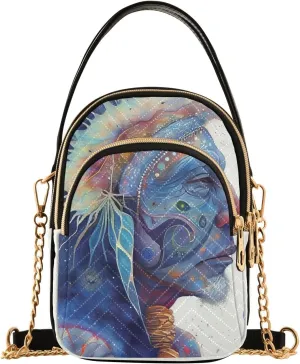 Fantasy Tribal Chief Crossbody Sling Bags for Women, Compact Fashion Handbag with Chain Strap Top handle for Evening Party Dating Travel