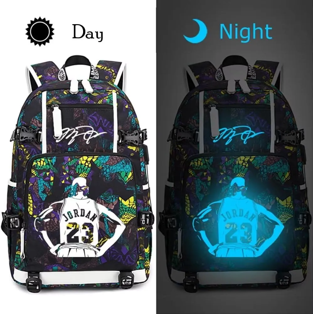 FANwenfeng Basketball Player 23 Luminous Backpack Travel Daypacks Fans Bag for Men Women (Style 5)