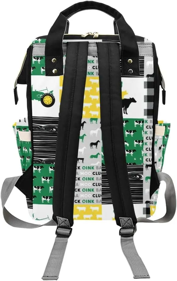 Farm Life Cow Tractor Car Plaid Diaper Bags with Name Waterproof Mummy Backpack Nappy Nursing Baby Bags Gifts Tote Bag for Women