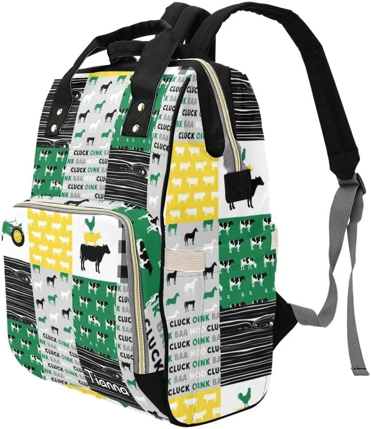 Farm Life Cow Tractor Car Plaid Diaper Bags with Name Waterproof Mummy Backpack Nappy Nursing Baby Bags Gifts Tote Bag for Women