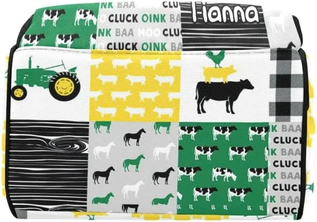 Farm Life Cow Tractor Car Plaid Diaper Bags with Name Waterproof Mummy Backpack Nappy Nursing Baby Bags Gifts Tote Bag for Women