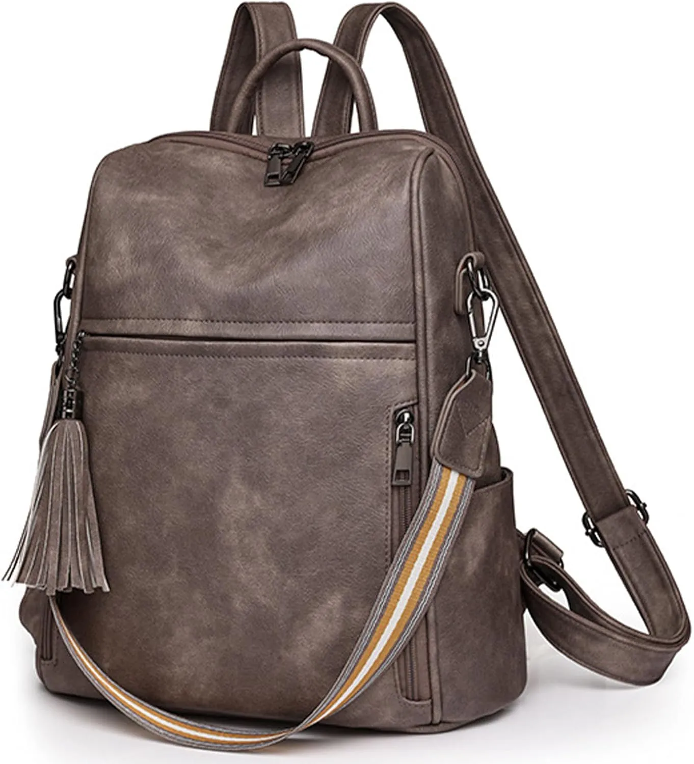 Fashion Backpack for Women Vintage Shoulder Bag Convertiable Handbag for Travel, Deep-Camel