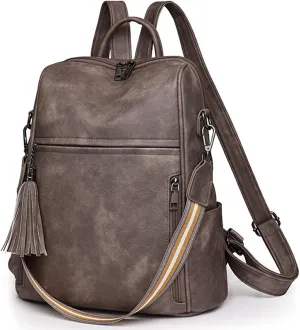 Fashion Backpack for Women Vintage Shoulder Bag Convertiable Handbag for Travel, Deep-Camel