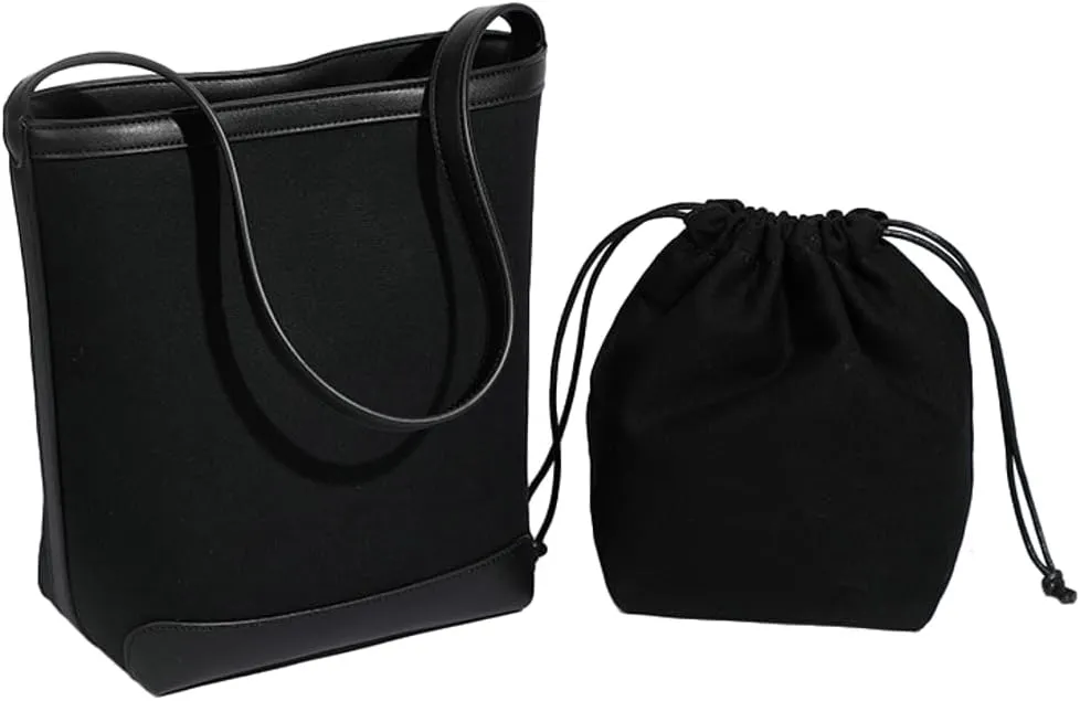 Fashion Bucket Tote Bag for Women 2pcs Shoulder Purse Large Handbags Top Handle Satchel with Drawstring Pouch
