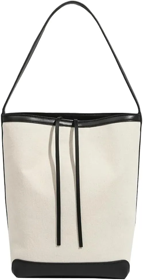 Fashion Bucket Tote Bag for Women 2pcs Shoulder Purse Large Handbags Top Handle Satchel with Drawstring Pouch