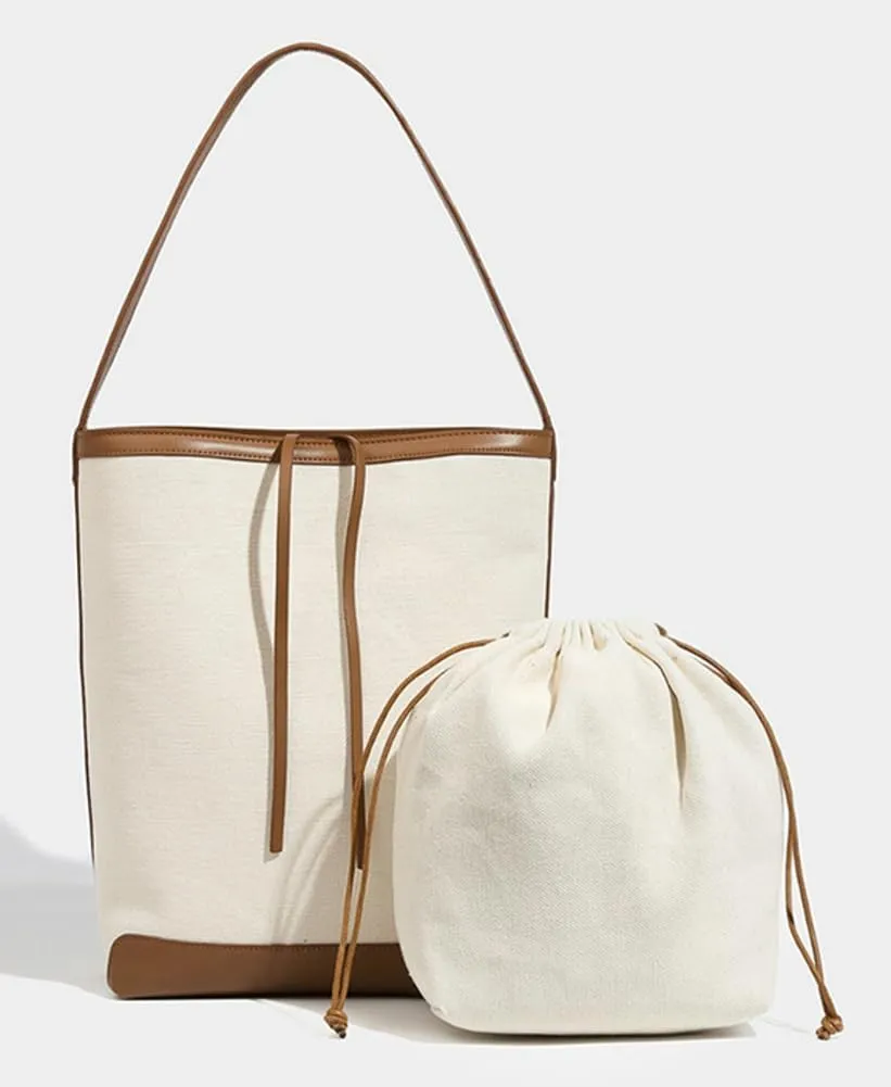 Fashion Bucket Tote Bag for Women 2pcs Shoulder Purse Large Handbags Top Handle Satchel with Drawstring Pouch