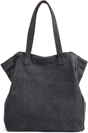 Fashion Canvas Multi-Pocket Tote Bag Casual Lightweight Top Handle Satchel Purse Hobo Shoulder Crossbody Handbag