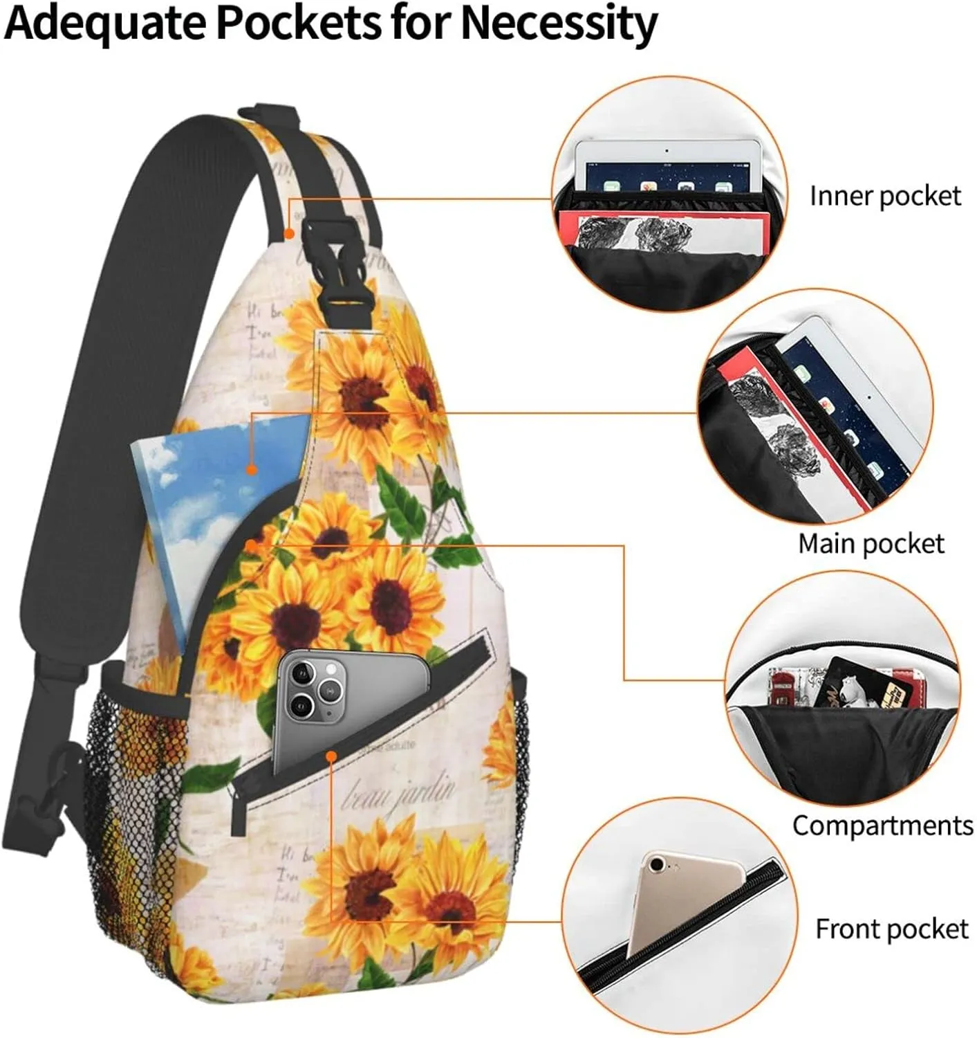 Fashion Chest Sling Bag Crossbody Shoulder Backpack Adjustable Lightweight Travel Hiking Casual Daypack Unisex