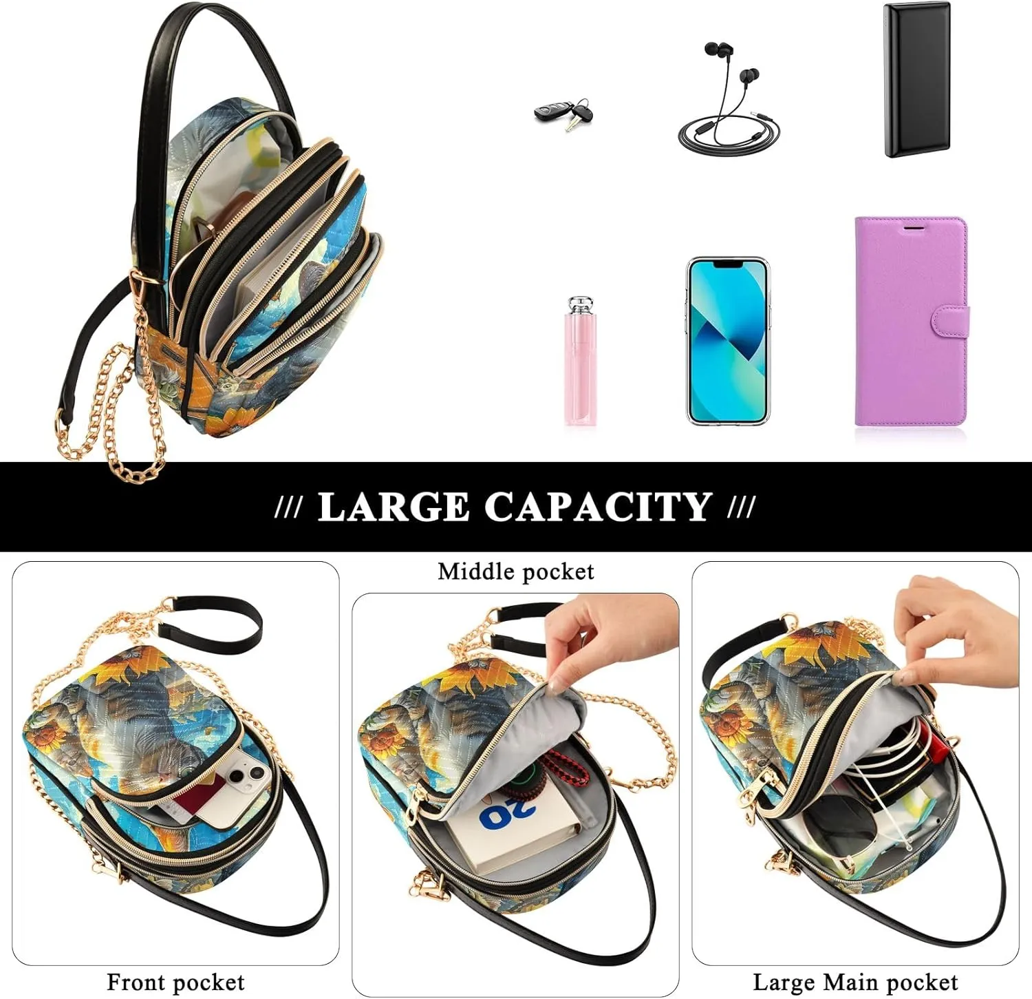 Fashion Crossbody Bags for Women Purse with Chain Strap