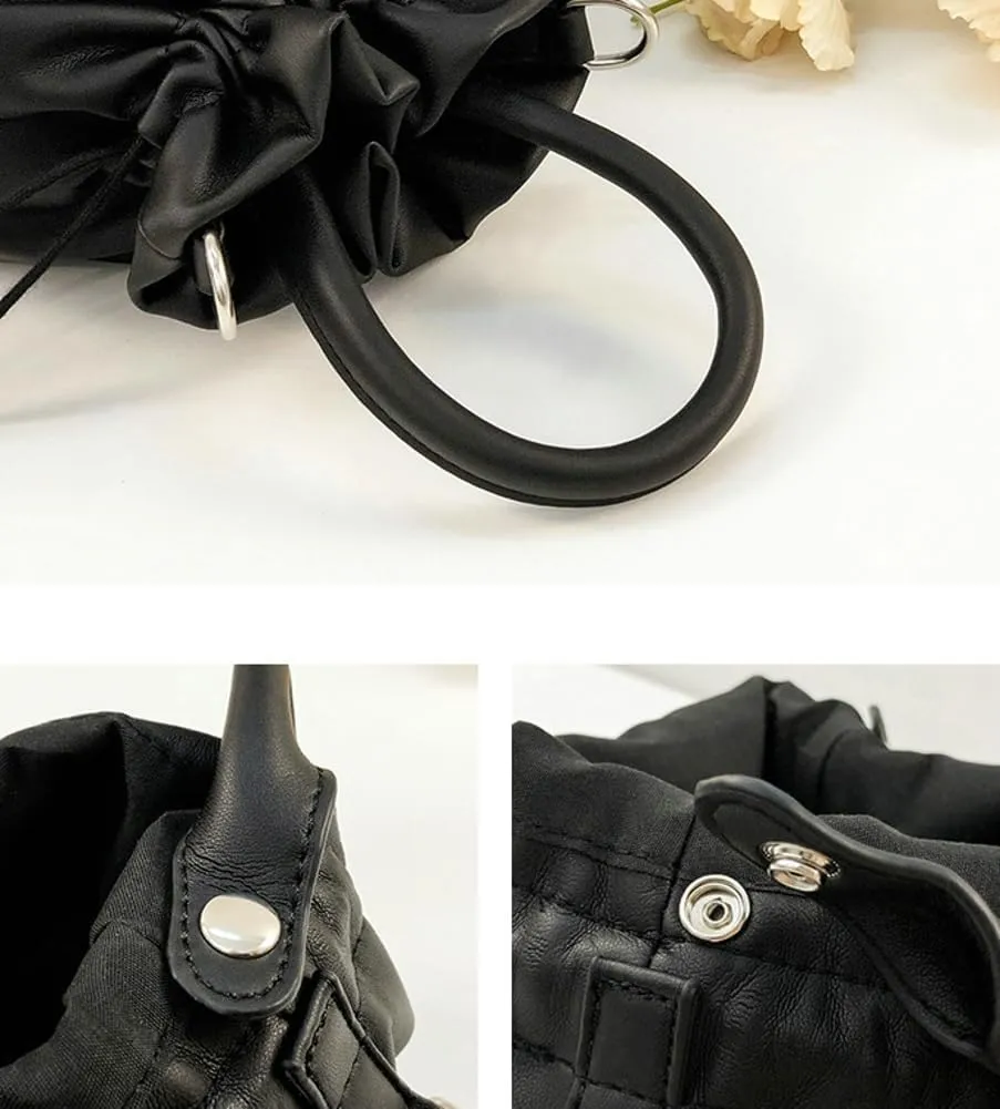Fashion Crossbody Bags for Women Soft Bucket Bag Satchel Handbag Hobo Bag Top Handle Purse Shoulder Bag with Drawstring