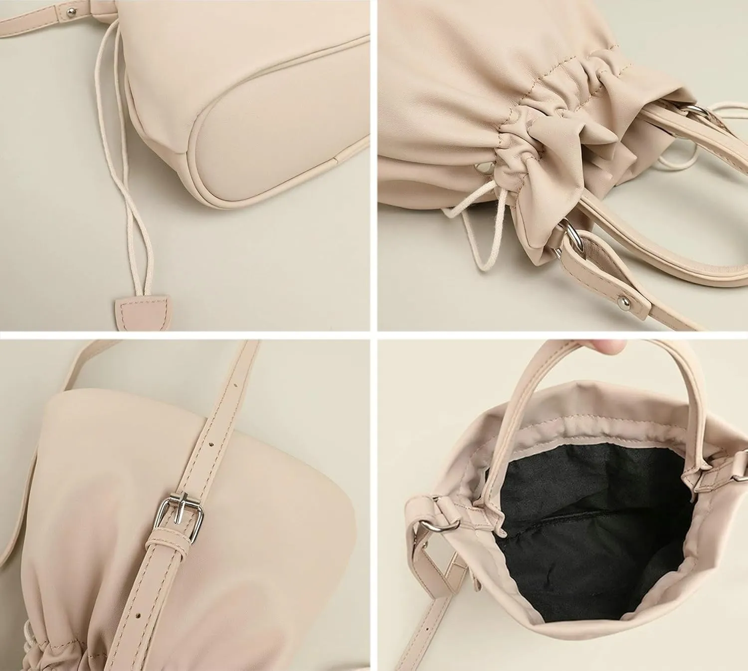 Fashion Crossbody Bags for Women Soft Bucket Bag Satchel Handbag Hobo Bag Top Handle Purse Shoulder Bag with Drawstring