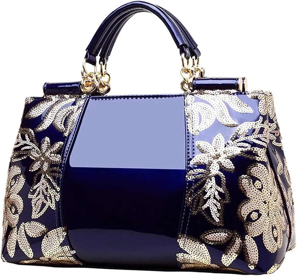 Fashion Handbag for Women Patent Leather Shoulder Bag Top Handle Satchel Large Capacity Crossbody Bag Evening Purse