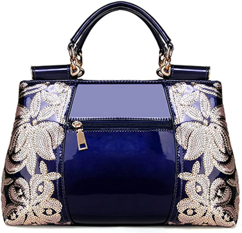 Fashion Handbag for Women Patent Leather Shoulder Bag Top Handle Satchel Large Capacity Crossbody Bag Evening Purse