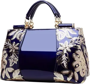 Fashion Handbag for Women Patent Leather Shoulder Bag Top Handle Satchel Large Capacity Crossbody Bag Evening Purse
