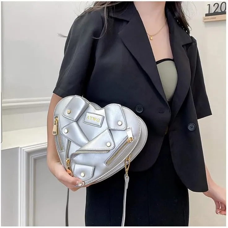 Fashion Handbag Purse for Women, Chic Top Handle Bag Trendy Handbags Kawaii Mini Tote for Women Ladies Harajuku Daypack (silver)
