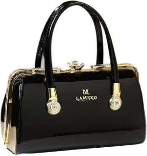 Fashion Leather Women's Top Handle Satchel Crossbody Handbags Diamonds Evening Bag Purses Hard Shoulder Bags