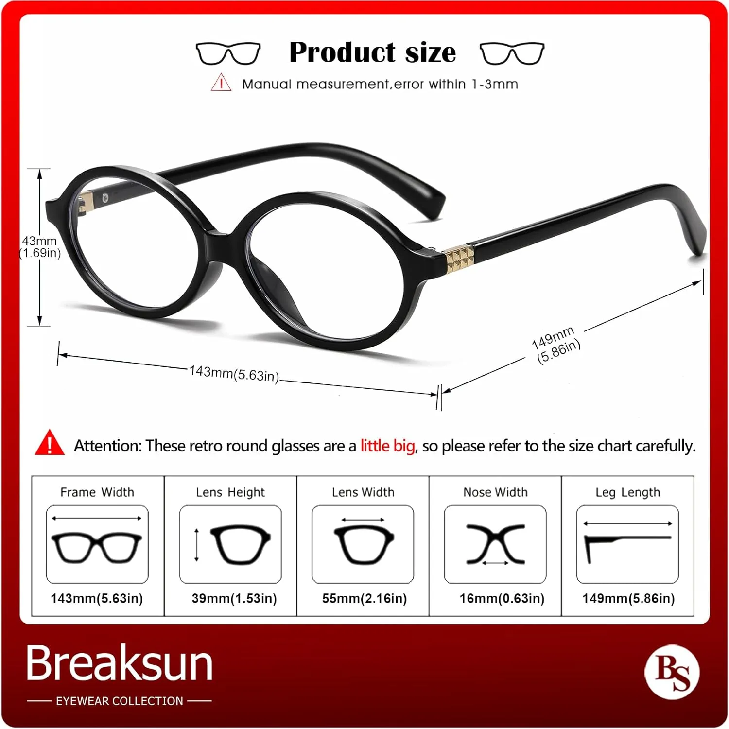 Fashion Oval Glasses for Women Men Retro Round Tortoise Frame Blue Light Glasses Nerd Eyeglasses