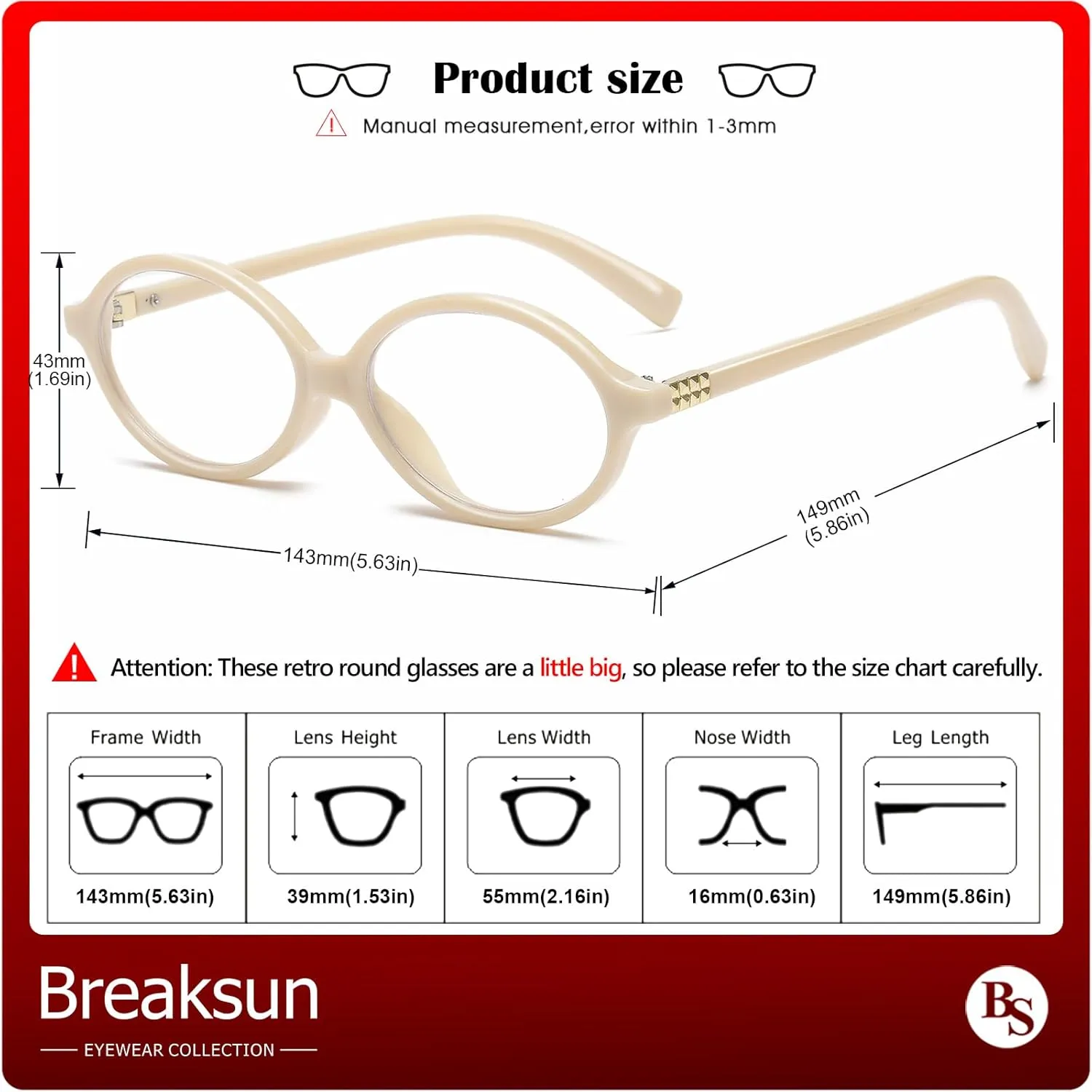 Fashion Oval Glasses for Women Men Retro Round Tortoise Frame Blue Light Glasses Nerd Eyeglasses