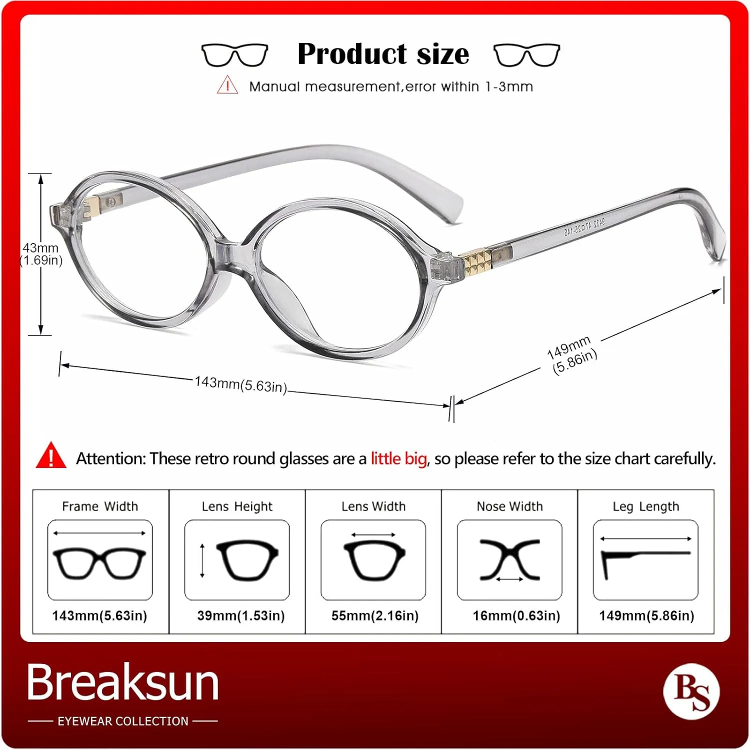 Fashion Oval Glasses for Women Men Retro Round Tortoise Frame Blue Light Glasses Nerd Eyeglasses