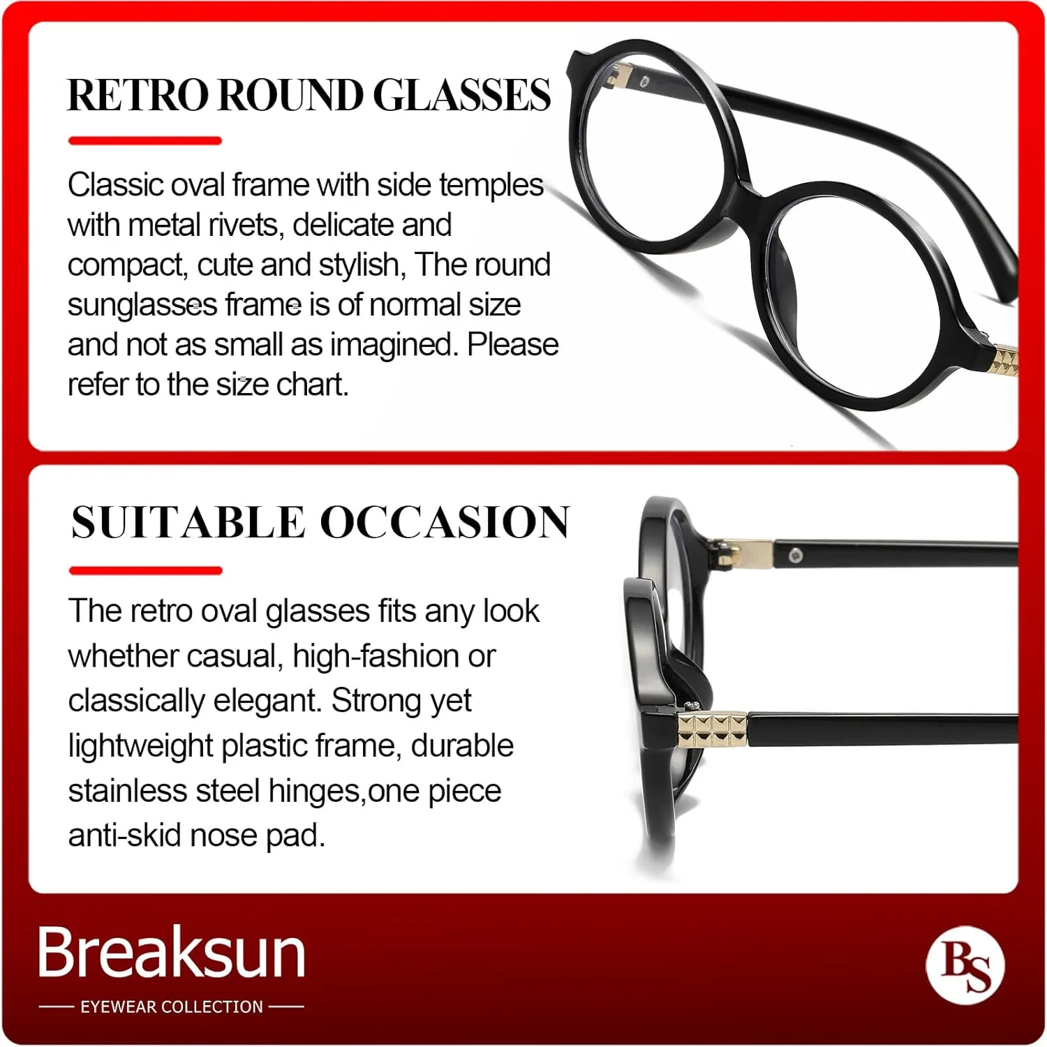 Fashion Oval Glasses for Women Men Retro Round Tortoise Frame Blue Light Glasses Nerd Eyeglasses