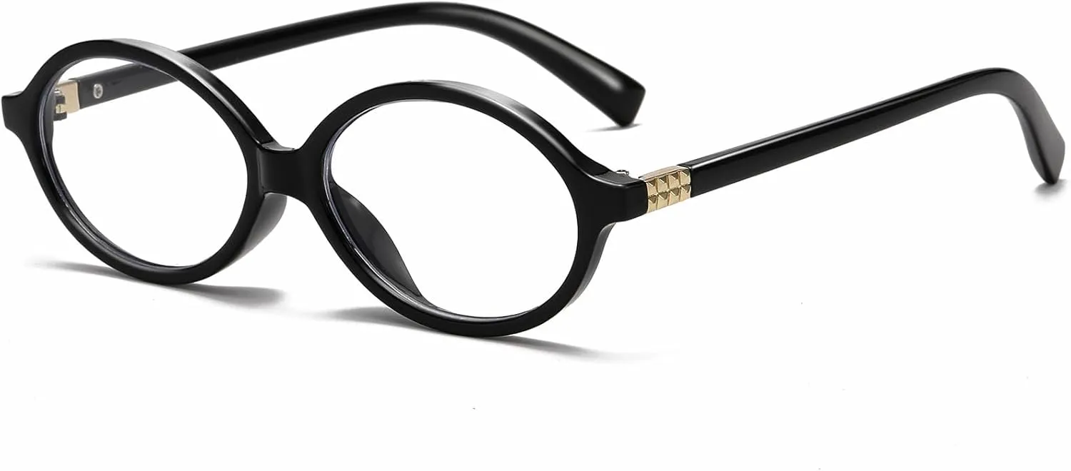 Fashion Oval Glasses for Women Men Retro Round Tortoise Frame Blue Light Glasses Nerd Eyeglasses