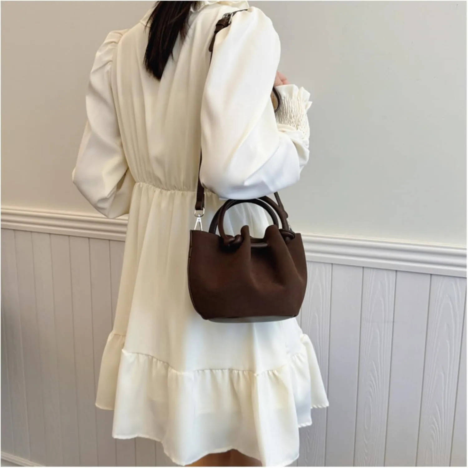 Fashionable Hobo Bag - Chic Water Bucket Purse with Matching Pouch, Comfortable Handle, Drawstring Closure