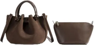 Fashionable Hobo Bag - Chic Water Bucket Purse with Matching Pouch, Comfortable Handle, Drawstring Closure