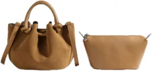 Fashionable Hobo Bag - Chic Water Bucket Purse with Matching Pouch, Comfortable Handle, Drawstring Closure