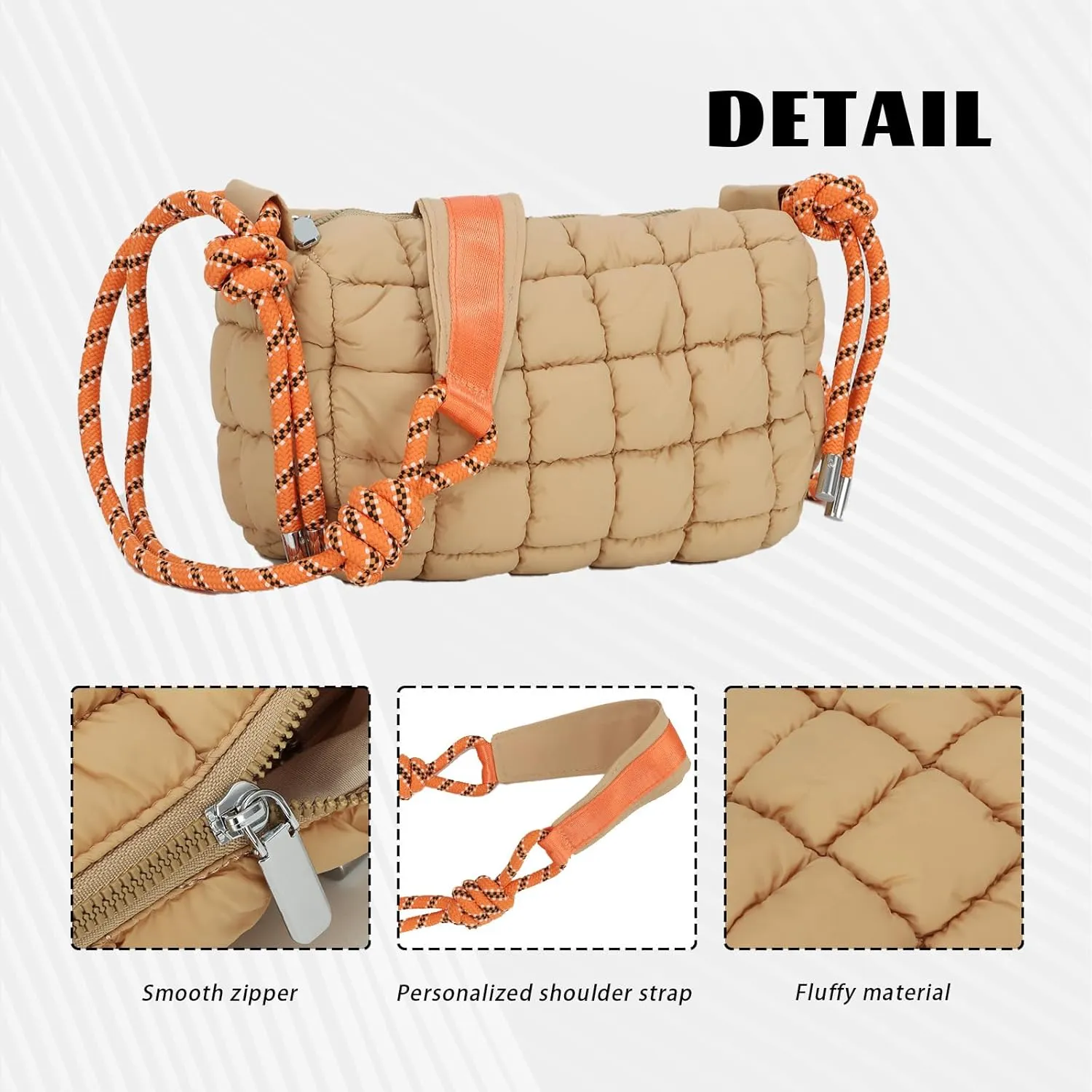 Fecialy Quilted Puffer Tote Bag for Women Quilted Crossbody Bag Lightweight Nylon Shoulder Bag Puff Padding Handbags