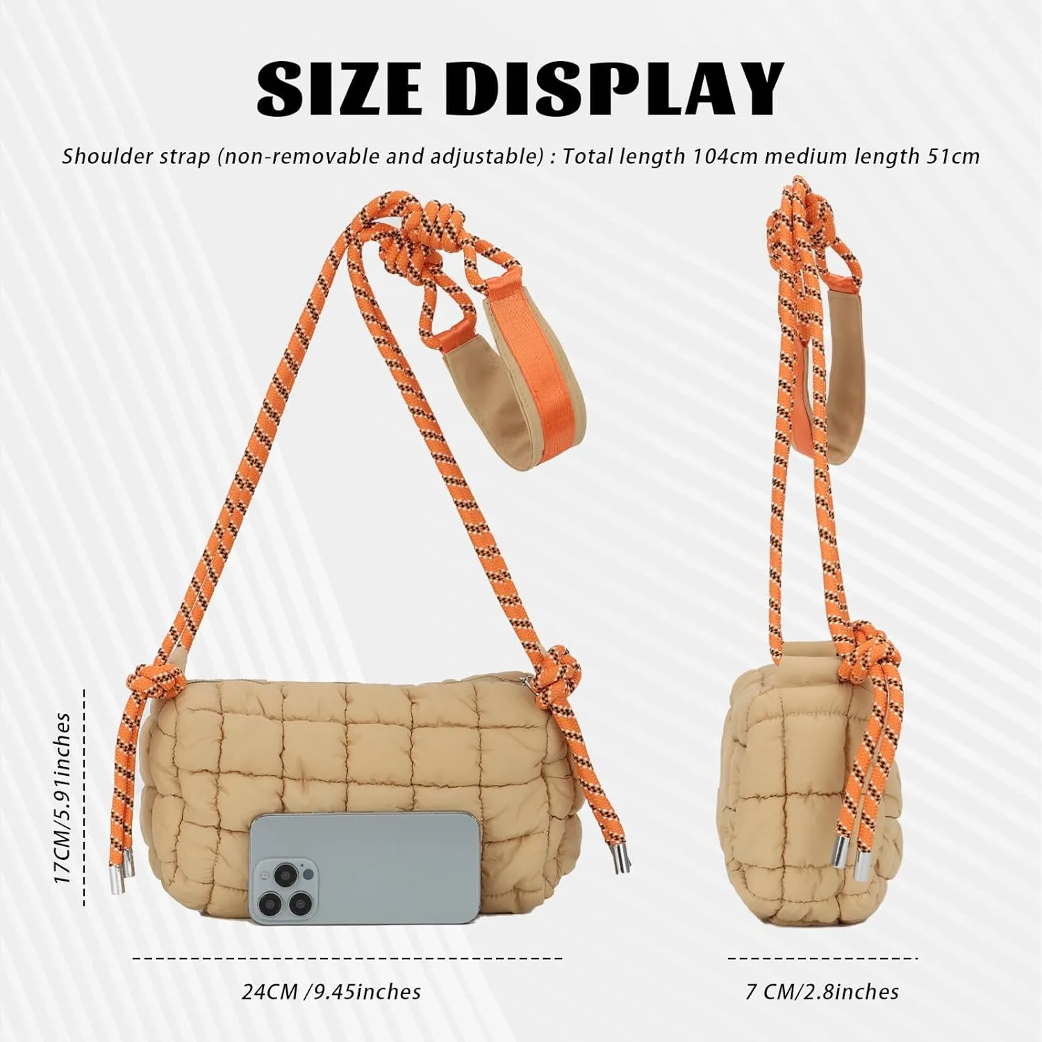 Fecialy Quilted Puffer Tote Bag for Women Quilted Crossbody Bag Lightweight Nylon Shoulder Bag Puff Padding Handbags
