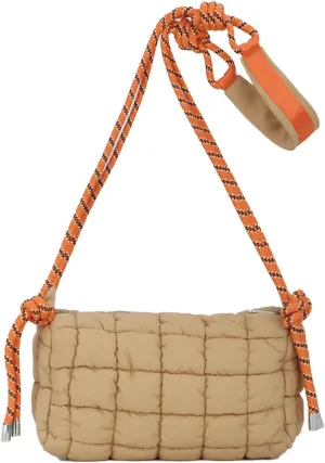 Fecialy Quilted Puffer Tote Bag for Women Quilted Crossbody Bag Lightweight Nylon Shoulder Bag Puff Padding Handbags