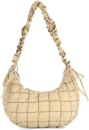Fecialy Quilted Puffer Tote Bag Women Quilted Crossbody Bag Puffer Dumpling Shoulder Bag Lightweight Padding Hobo Bag