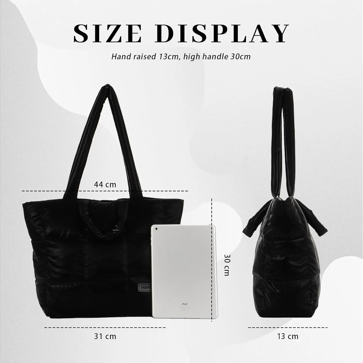 Fecialy Quilted Tote for Women - Large Puffer Shoulder Bag, Puffy Nylon Satchel Travel Handbag