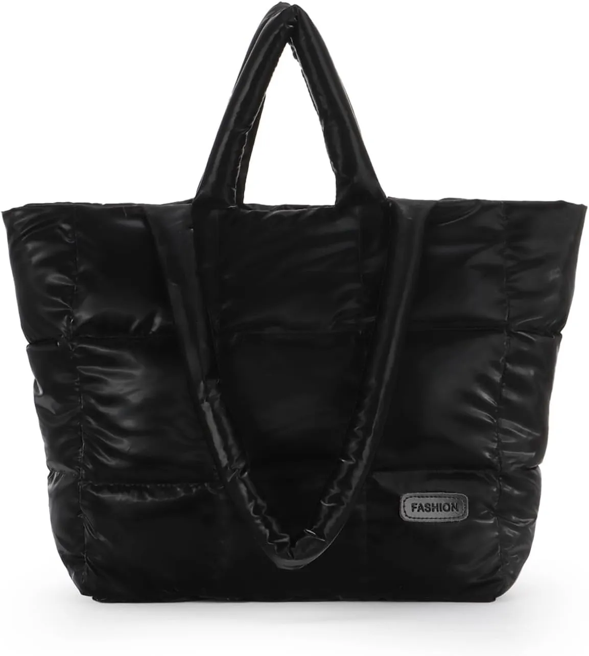 Fecialy Quilted Tote for Women - Large Puffer Shoulder Bag, Puffy Nylon Satchel Travel Handbag
