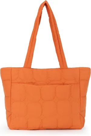Fecialy Tote Bag for Women, Quilted Tote Bag with Zipper, Puffer Work Bag Shoulder Bag Lightweight Padding Handbag