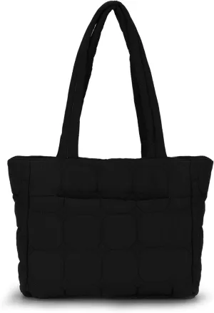 Fecialy Tote Bag for Women, Quilted Tote Bag with Zipper, Puffer Work Bag Shoulder Bag Lightweight Padding Handbag