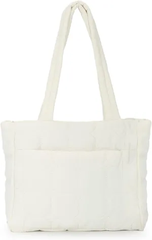 Fecialy Tote Bag for Women, Quilted Tote Bag with Zipper, Puffer Work Bag Shoulder Bag Lightweight Padding Handbag