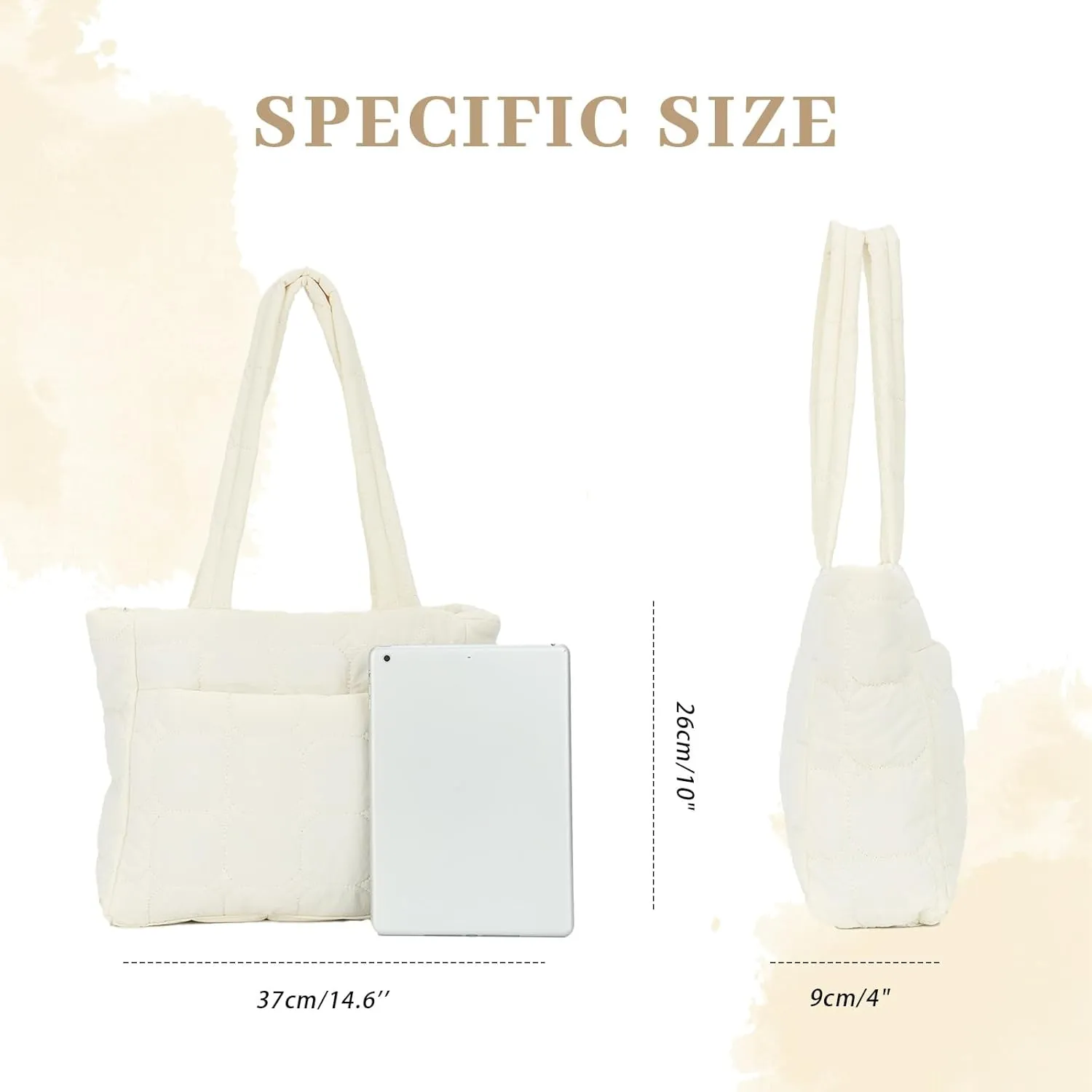 Fecialy Tote Bag for Women, Quilted Tote Bag with Zipper, Puffer Work Bag Shoulder Bag Lightweight Padding Handbag