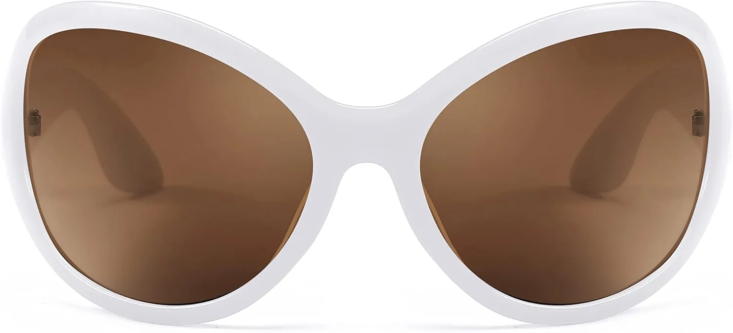 FEISEDY Oversized Trendy Sunglasses Classic Oval Wrap Around Stylish Big Frame Shade Women Glasses B2391