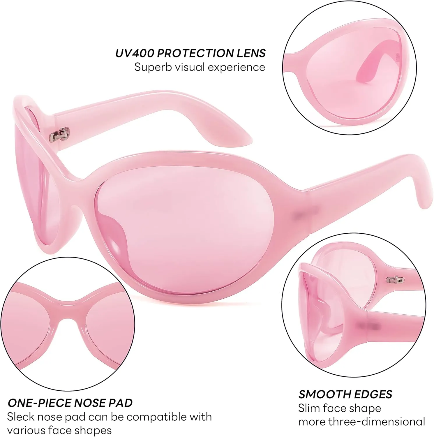 FEISEDY Oversized Trendy Sunglasses Classic Oval Wrap Around Stylish Big Frame Shade Women Glasses B2391