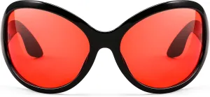 FEISEDY Oversized Trendy Sunglasses Classic Oval Wrap Around Stylish Big Frame Shade Women Glasses B2391