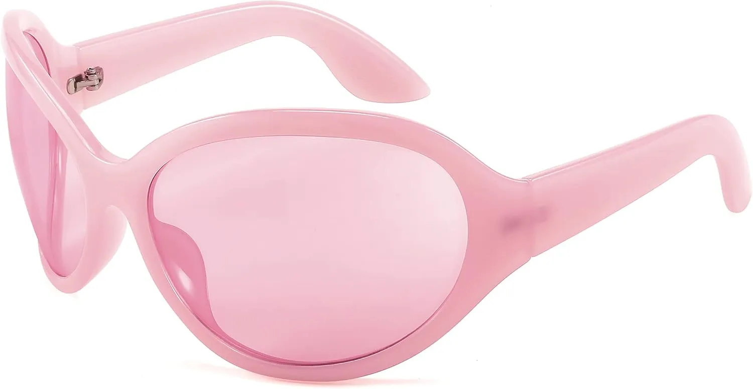 FEISEDY Oversized Trendy Sunglasses Classic Oval Wrap Around Stylish Big Frame Shade Women Glasses B2391