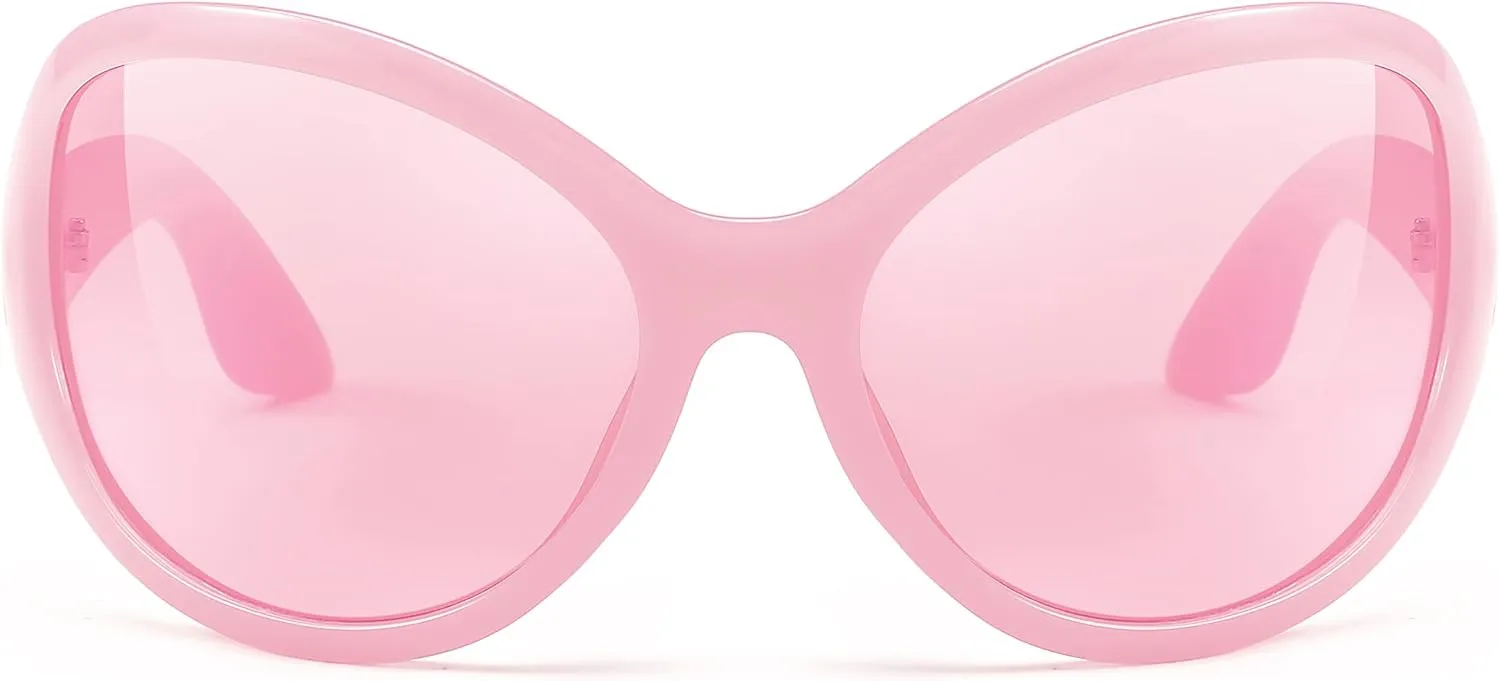 FEISEDY Oversized Trendy Sunglasses Classic Oval Wrap Around Stylish Big Frame Shade Women Glasses B2391