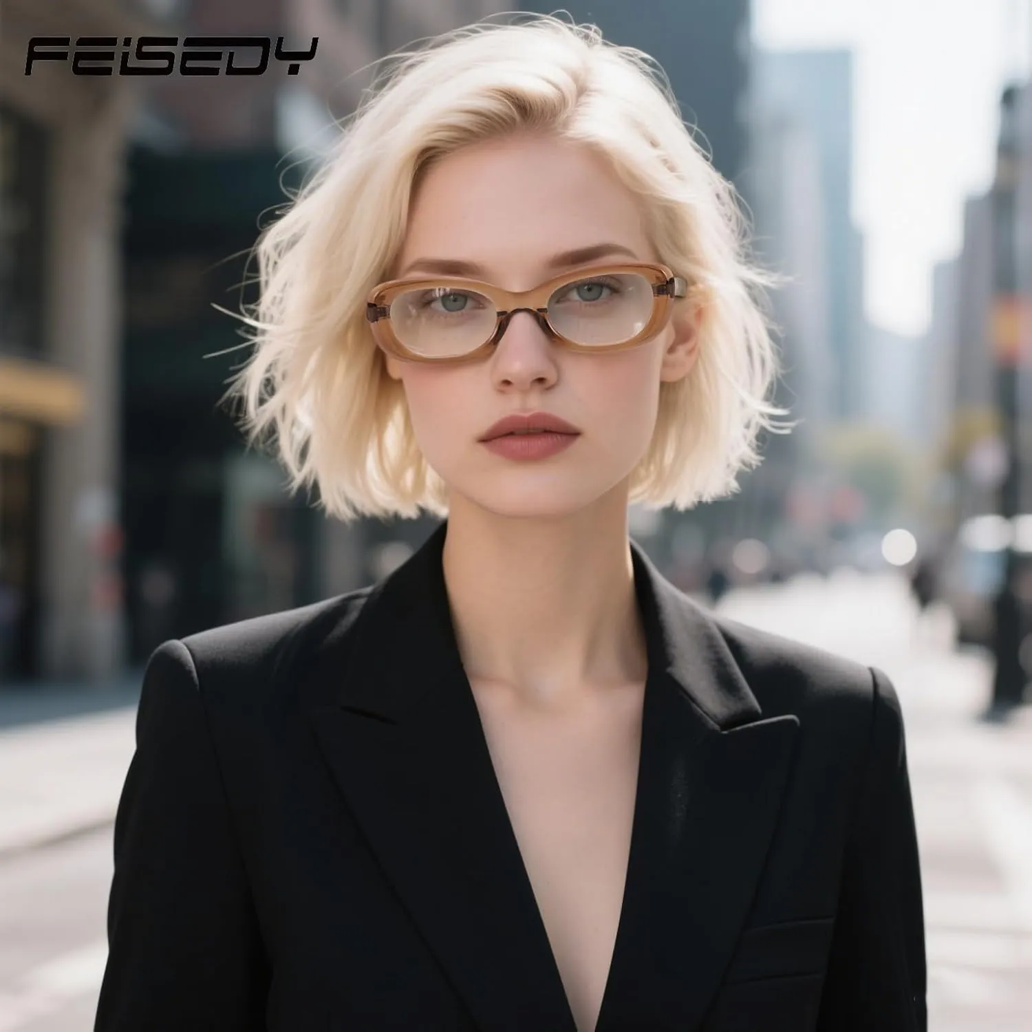 FEISEDY Retro Oval Blue Light Blocking Glasses for Women Nerd Fake Glasses Y2k Small Eyewear Frame B0229