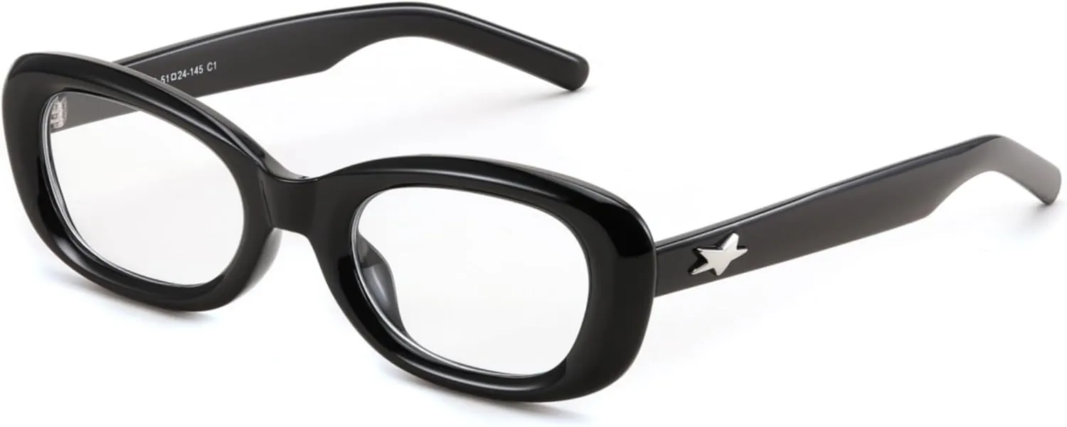 FEISEDY Retro Oval Blue Light Blocking Glasses for Women Nerd Fake Glasses Y2k Small Eyewear Frame B0229