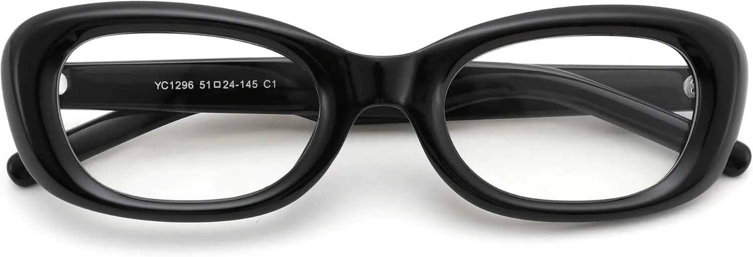 FEISEDY Retro Oval Blue Light Blocking Glasses for Women Nerd Fake Glasses Y2k Small Eyewear Frame B0229